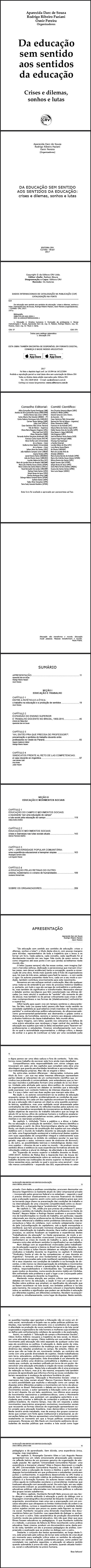 DA EDUCAÇÃO SEM SENTIDO AOS SENTIDOS DA EDUCAÇÃO:<br>crises e dilemas, sonhos e lutas